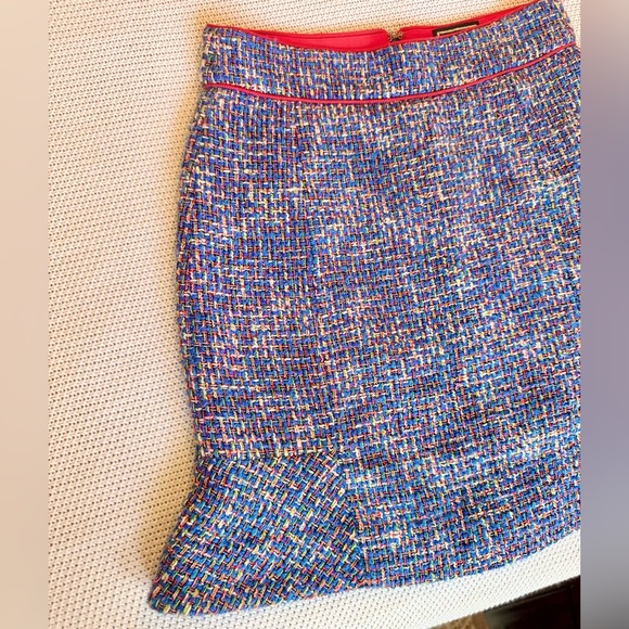 J. CREW Fluted Blue & Red A-Line Skirt Autumn Tweed 19” - Picture 5 of 16